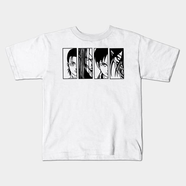 Attack on Titan Eren forms Kids T-Shirt by BentoPrint